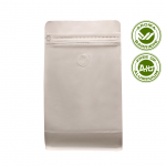 Flat bottom pouch with valve and pocket zipper - Kraft paper white