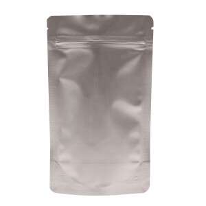 Doypack- Standbodenbeutel silber glänzend