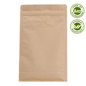 Gusseted Coffee Eco-Bags with one-way Valve - nature brown