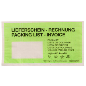 Document / Delivery Note Pocket - 100% Paper - DIN  Standard Size