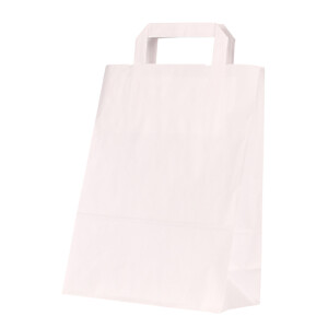 Borsa in carta con manico piatto - liscia bianca