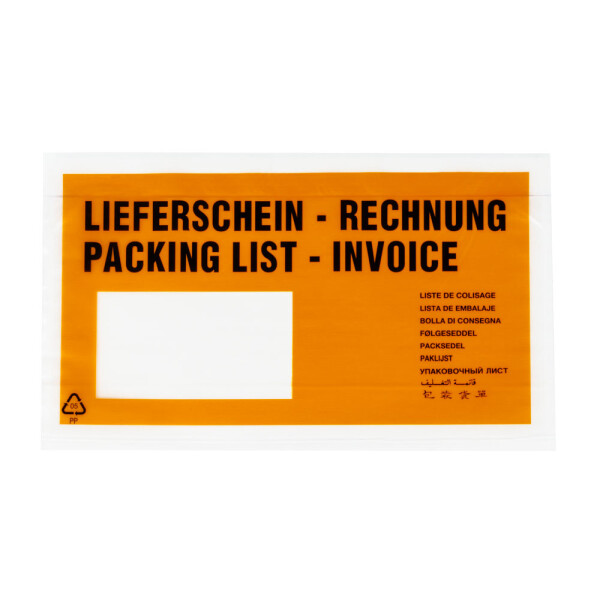 Lieferscheintaschen - Dokumententasche 135x235mm DIN Lang Orange