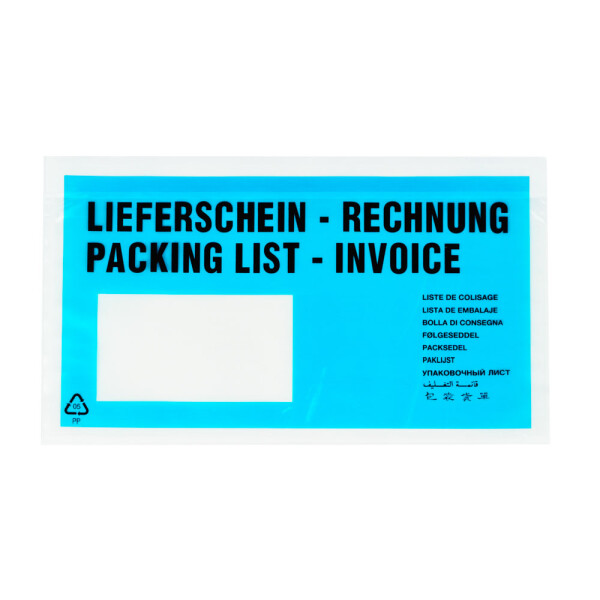 Lieferscheintaschen - Dokumententasche 135x235mm DIN Lang Türkis