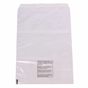 LDPE Flap bag - with printed warning 40my
