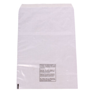 LDPE Flap bag - with printed warning 40my