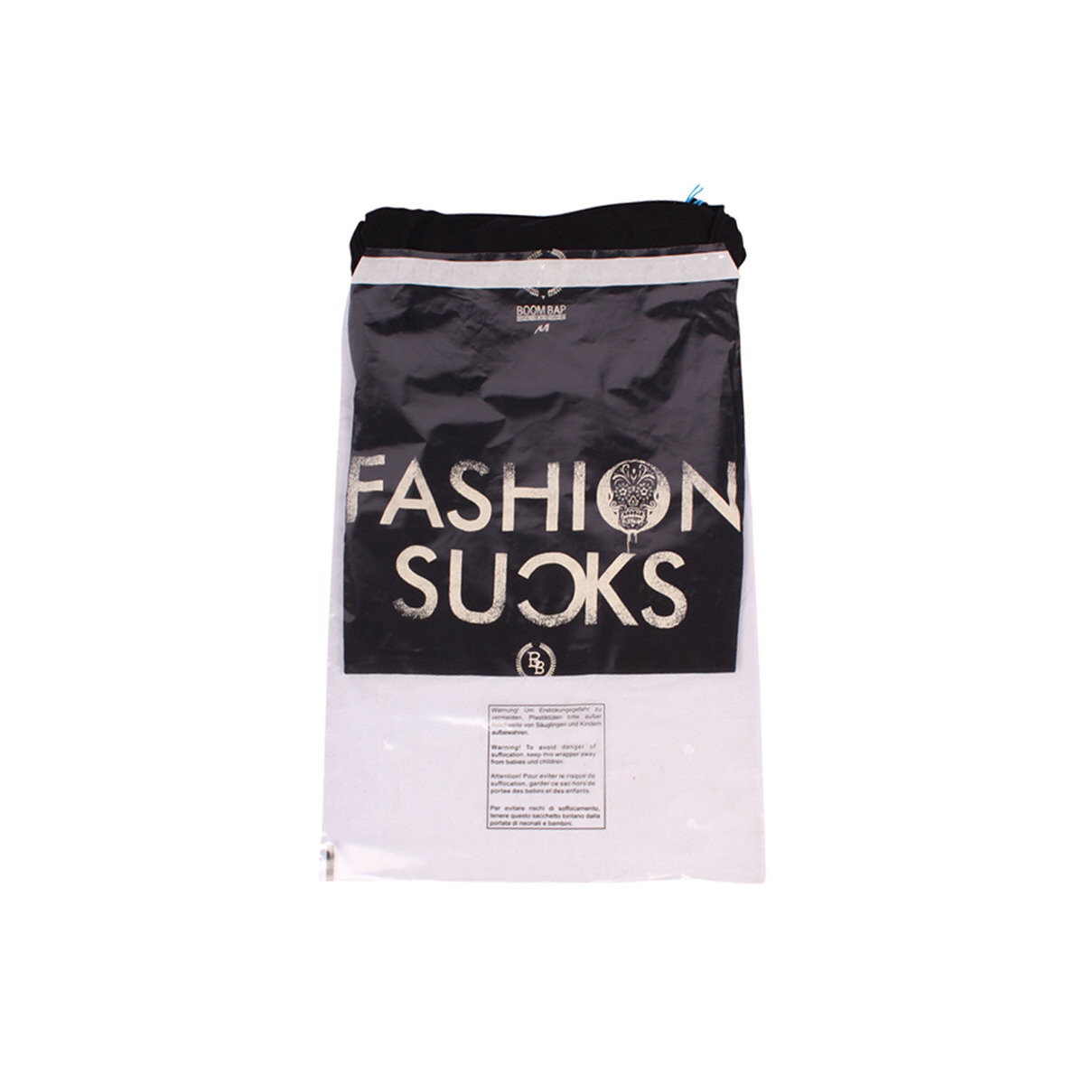 LDPE flap bag - with warning text 40my 190x230x50mm