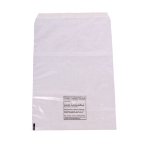 LDPE Flap bag - with printed warning 40my 400x500 + 50mm