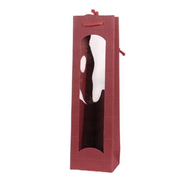 Bottle bags, open wave with sidewindow 100+80x360 mm bordeaux