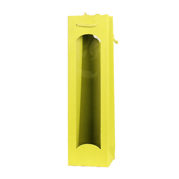 Flaschen-Tragetasche, offene Welle mit Fenster 100+80x360 mm limette