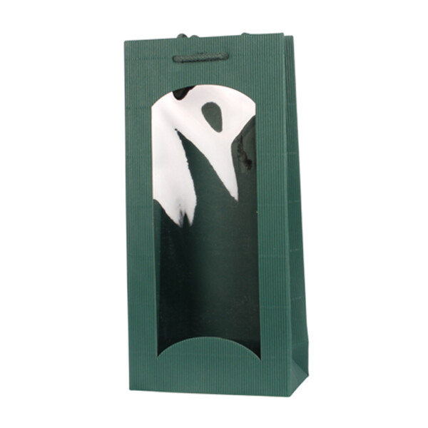 Bottle bags, open wave with sidewindow 170+90x360mm green