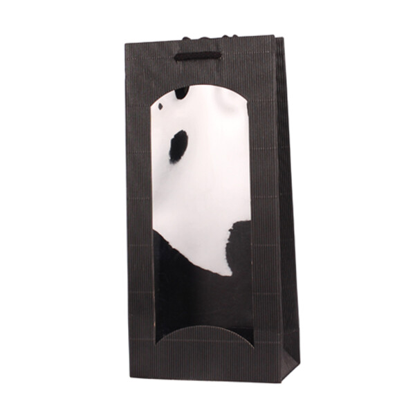 Bottle bags, open wave with sidewindow 170+90x360mm black