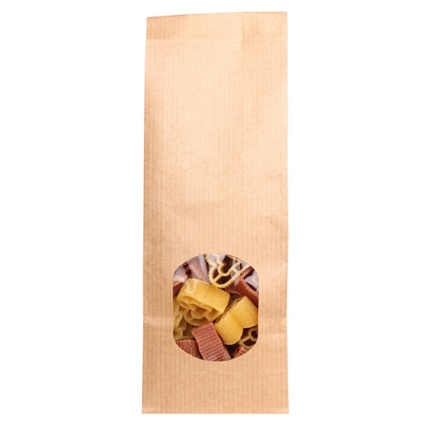 Blockbodenbeutel "Natron-Natur" - mit Sichtfenster - 105+65x300mm - 500g