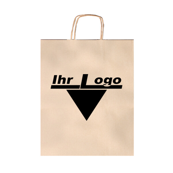 Papiertragetasche mit Wunschdruck Braun 1-farbig 350x300+140mm 2.000 Stk.