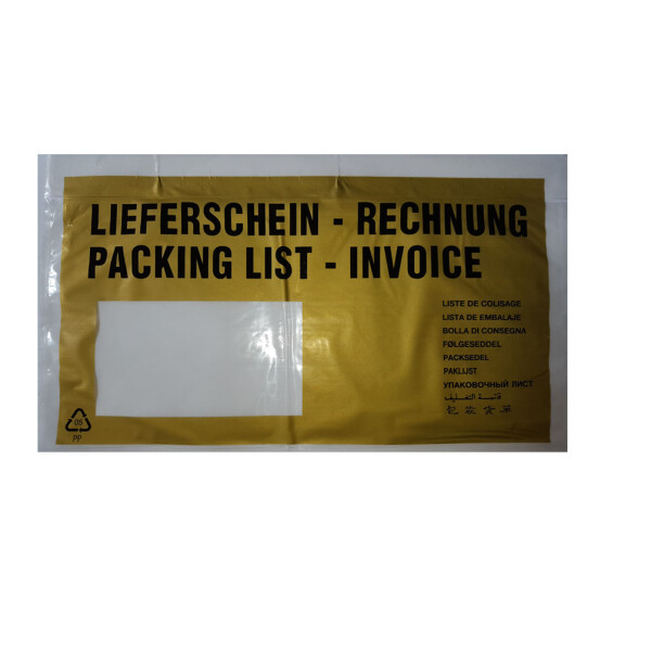 Document / Delivery Note pocket DIN Standard Size 135x235mm gold