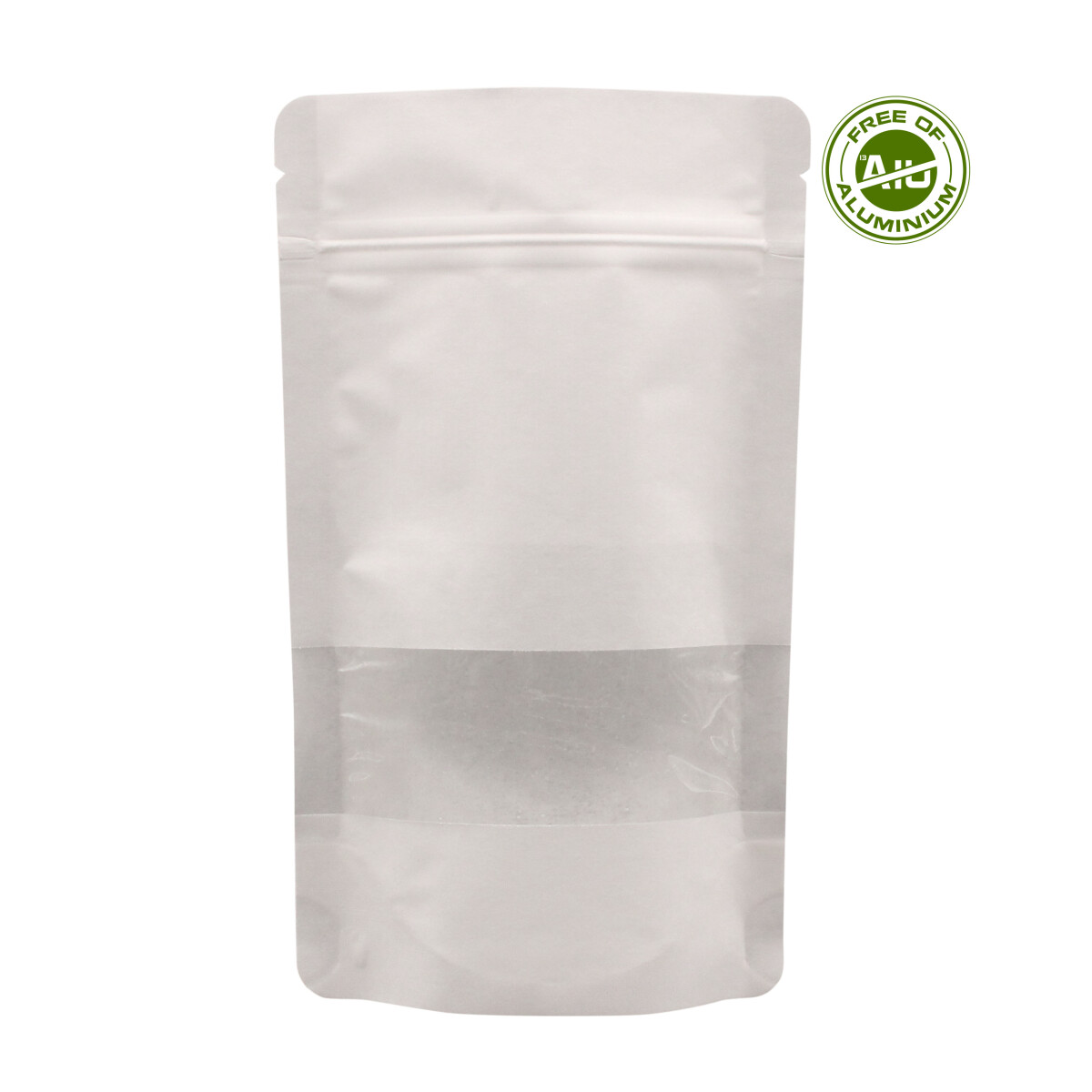 Doypack stazak met venster - Kraftpapier wit 160x270+90mm...