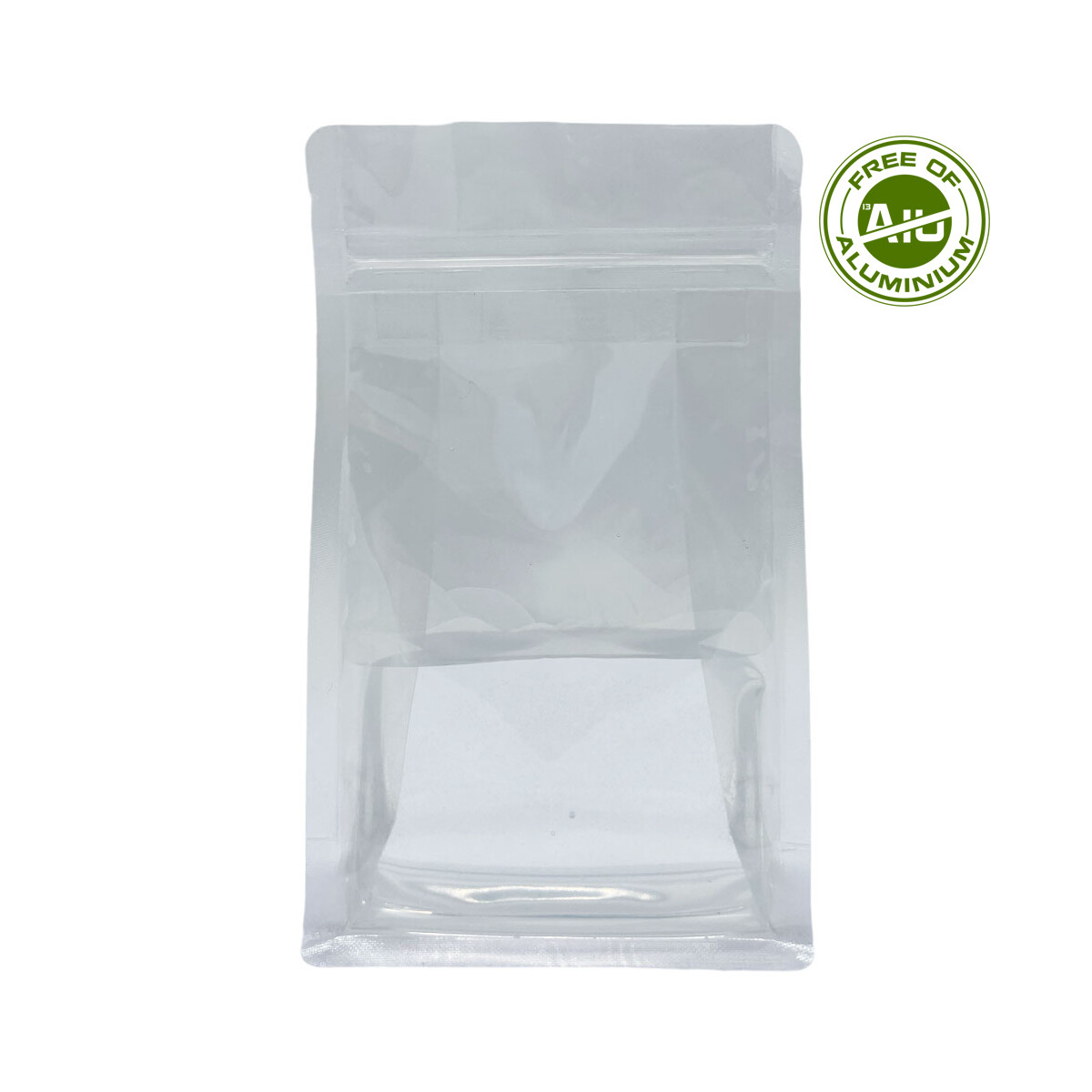 Flachbodenbeutel - transparent mit Druck box