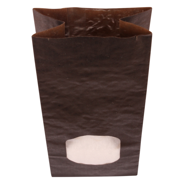 Natural black Block bottom bags with window