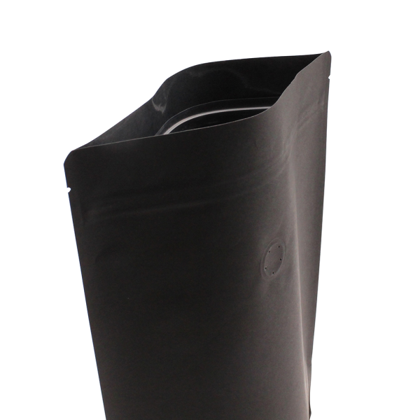 Doypack- Standbodenbeutel mit Ventil - Kraftpapier schwarz