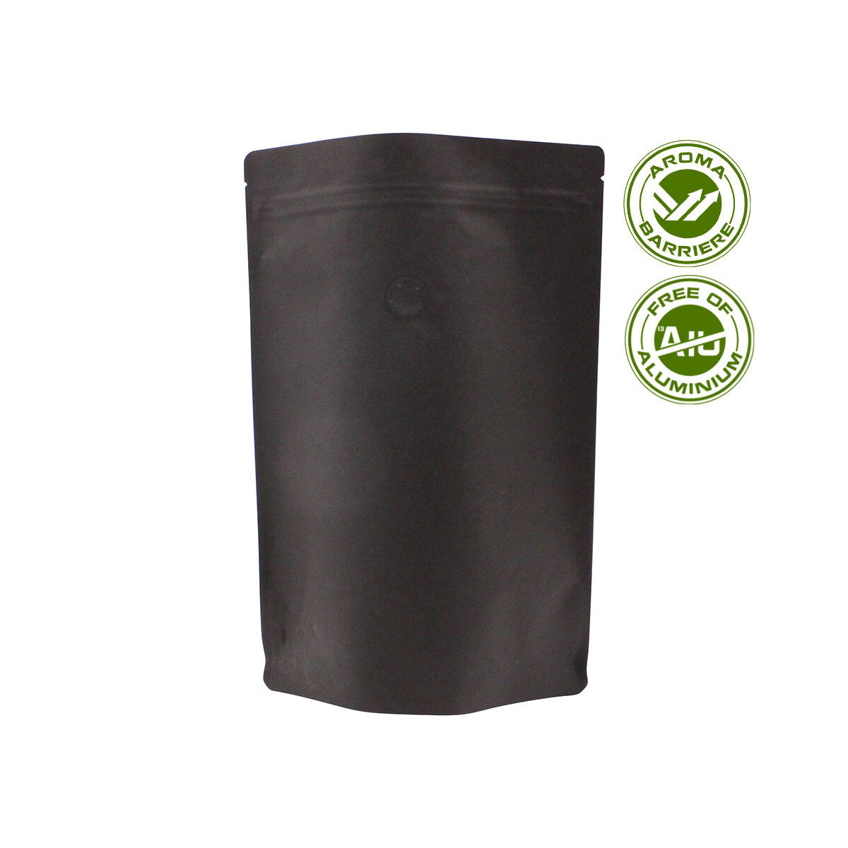 Stand-up pouch with zipper and valve - black kraft paper...