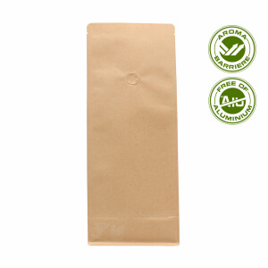 Flat bottom pouch with valve - Kraft paper brown