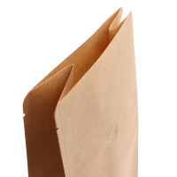 Flachbodenbeutel mit Ventil - Kraftpapier braun 3