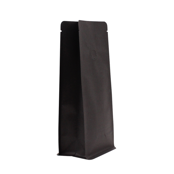 Flat bottom pouch with valve - Kraft paper black