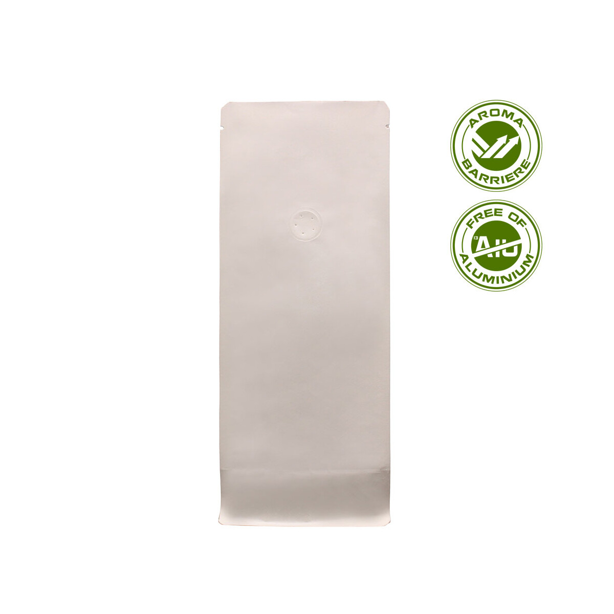 Flachbodenbeutel mit Ventil - Kraftpapier weiß
