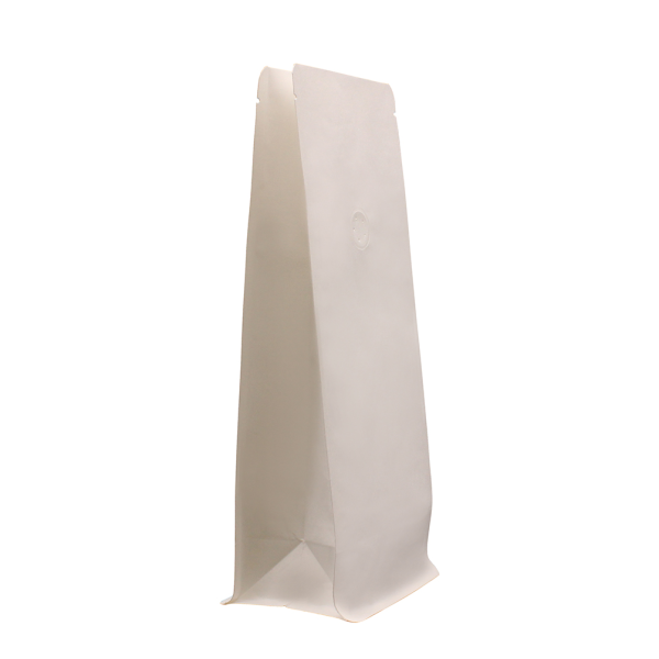 Flachbodenbeutel mit Ventil - Kraftpapier weiß
