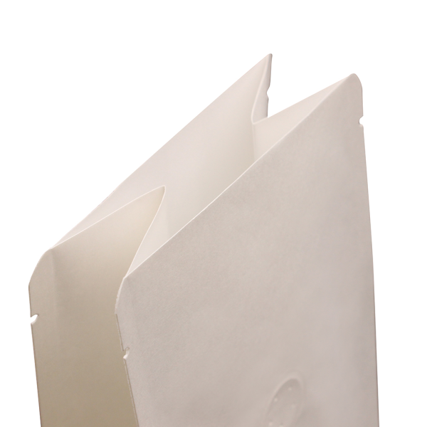Flachbodenbeutel mit Ventil - Kraftpapier weiß
