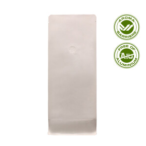 Flat bottom pouch with valve - Kraft paper white