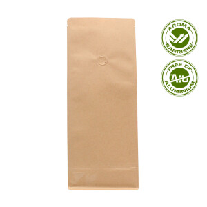 Flat bottom pouch with valve - Kraft paper brown...