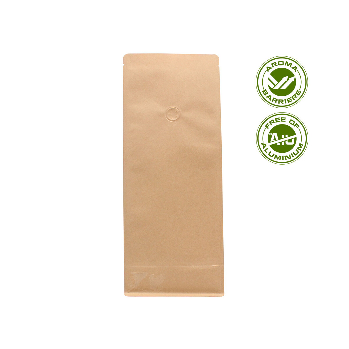 Flat-bottomed bag with valve - brown kraft paper...