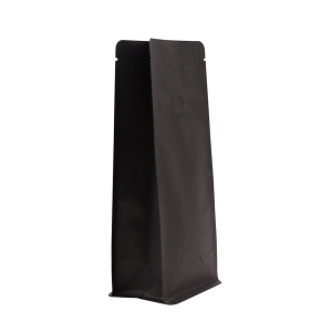 Flat bottom pouch with valve - Kraft paper black...