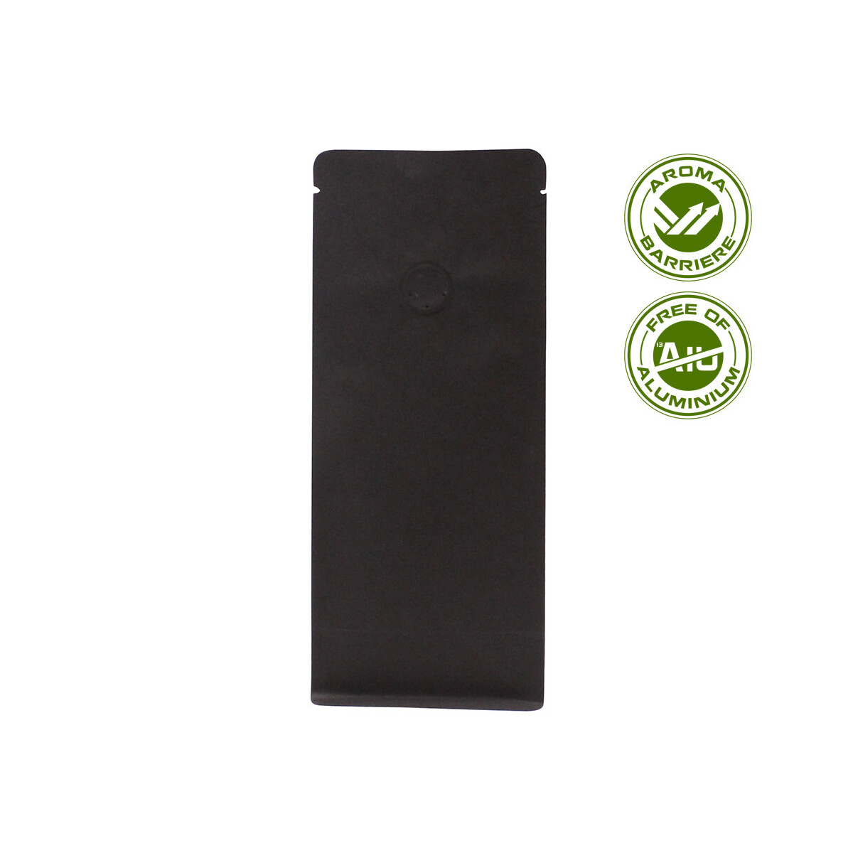 Flat-bottom bag with valve – black kraft paper...
