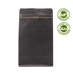 Flat bottom pouch with valve and pocket zipper - Kraft...