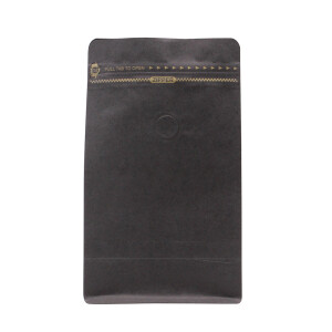 Flat bottom pouch with valve and pocket zipper - Kraft...