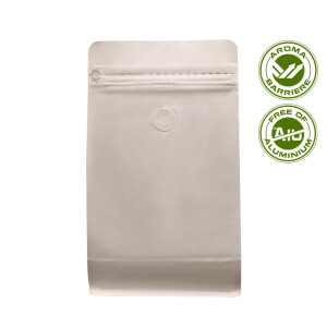 Flat bottom pouch with valve and pocket zipper - Kraft...