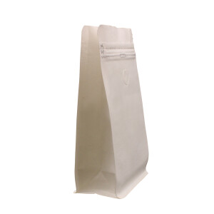 Flat bottom pouch with valve and pocket zipper - Kraft...