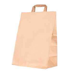 Flat Handled Kraft Paper Bags - 220 + 100 x 360mm - smooth