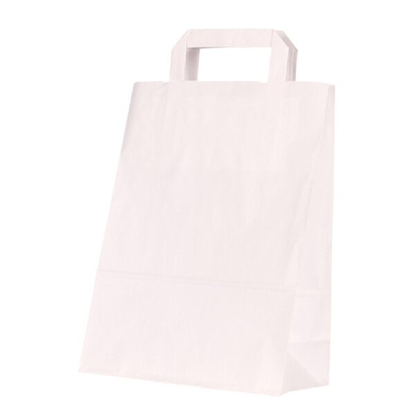 Papiertragetasche mit Flachhenkel - glatt weiß - 220 + 100 x 360mm - 70/80 g/m²